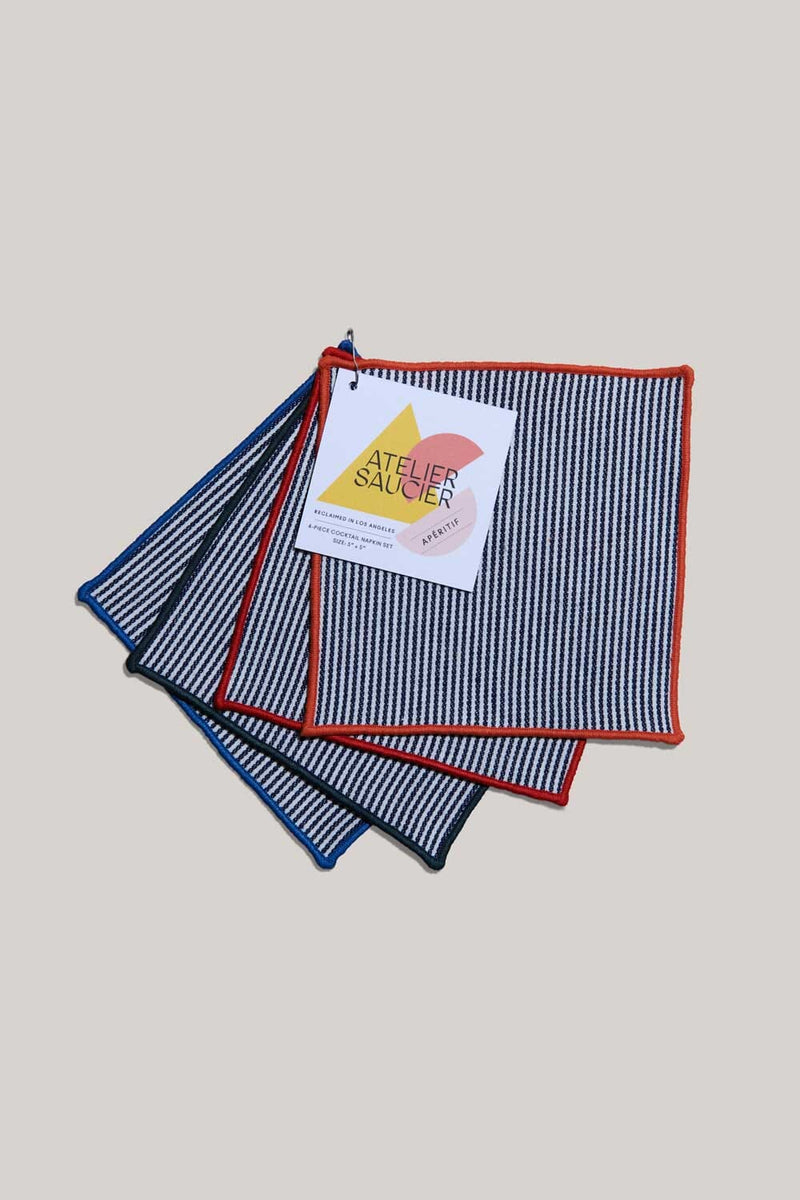 ATELIER SAUCIER Americana Stripe Cocktail Napkins | Set of 4 COCKTAIL NAPKINS ATELIER SAUCIER 