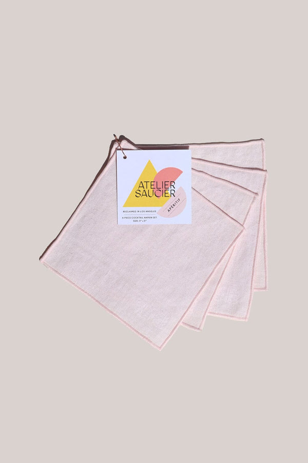 ATELIER SAUCIER Blush Linen Cocktail Napkins | Set of 4 COCKTAIL NAPKINS ATELIER SAUCIER 