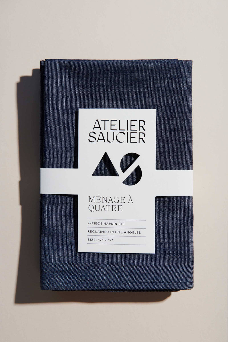 ATELIER SAUCIER Denim Linen Napkins | Set of 4 NAPKINS ATELIER SAUCIER 