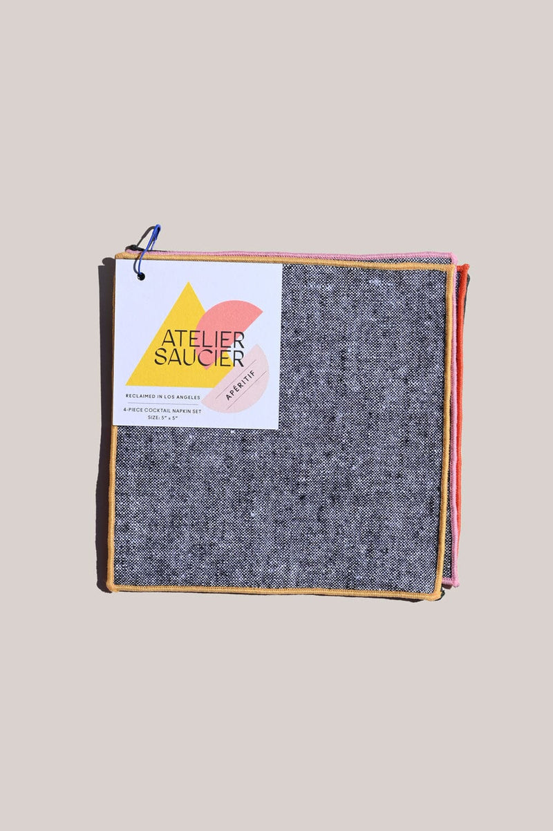 ATELIER SAUCIER Rainbow Chambray Cocktail Napkins | Set of 4 COCKTAIL NAPKINS ATELIER SAUCIER 