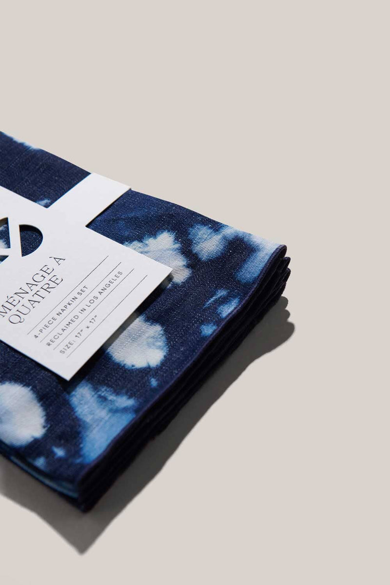 ATELIER SAUCIER Tie-dye Denim Linen Napkins | Set of 4 NAPKINS ATELIER SAUCIER 