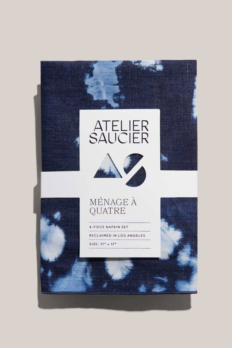 ATELIER SAUCIER Tie-dye Denim Linen Napkins | Set of 4 NAPKINS ATELIER SAUCIER 