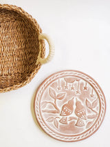 Bread Warmer + Basket with Tea Towel - Lovebird Round Serving Trays + Boards Korissa 