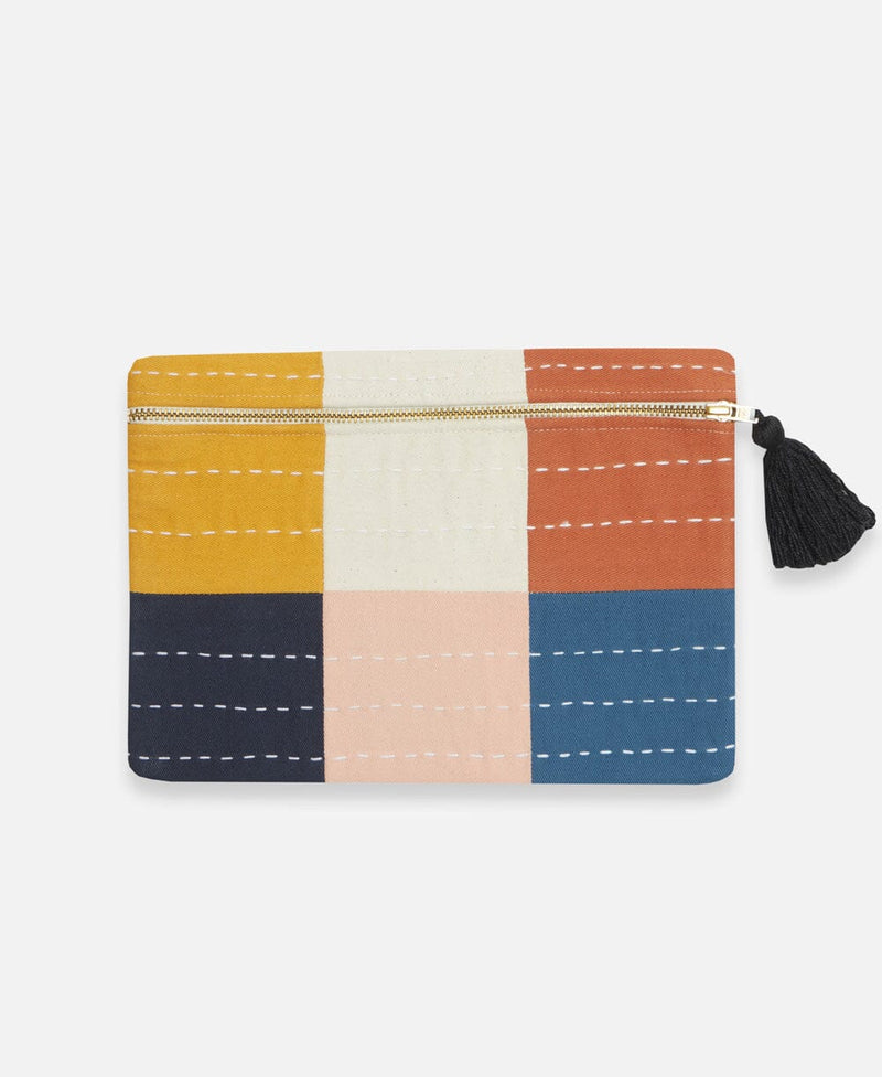 Checkered Pouch Clutch Clutches Anchal Cobalt 