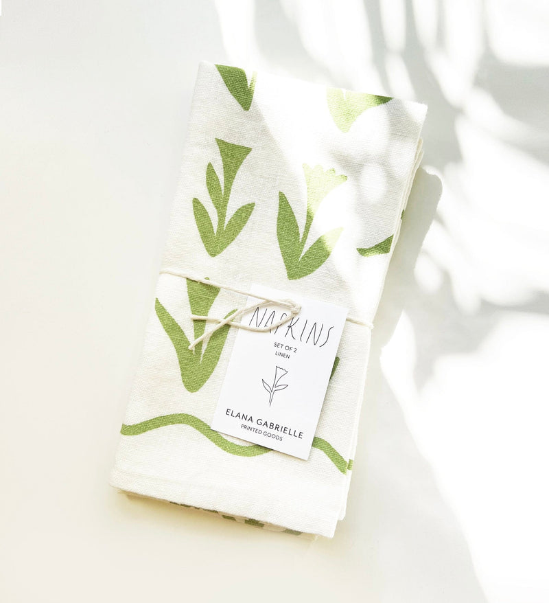 Elana Gabrielle Tulips Linen Napkins - Set of 2 Napkins Elana Gabrielle 