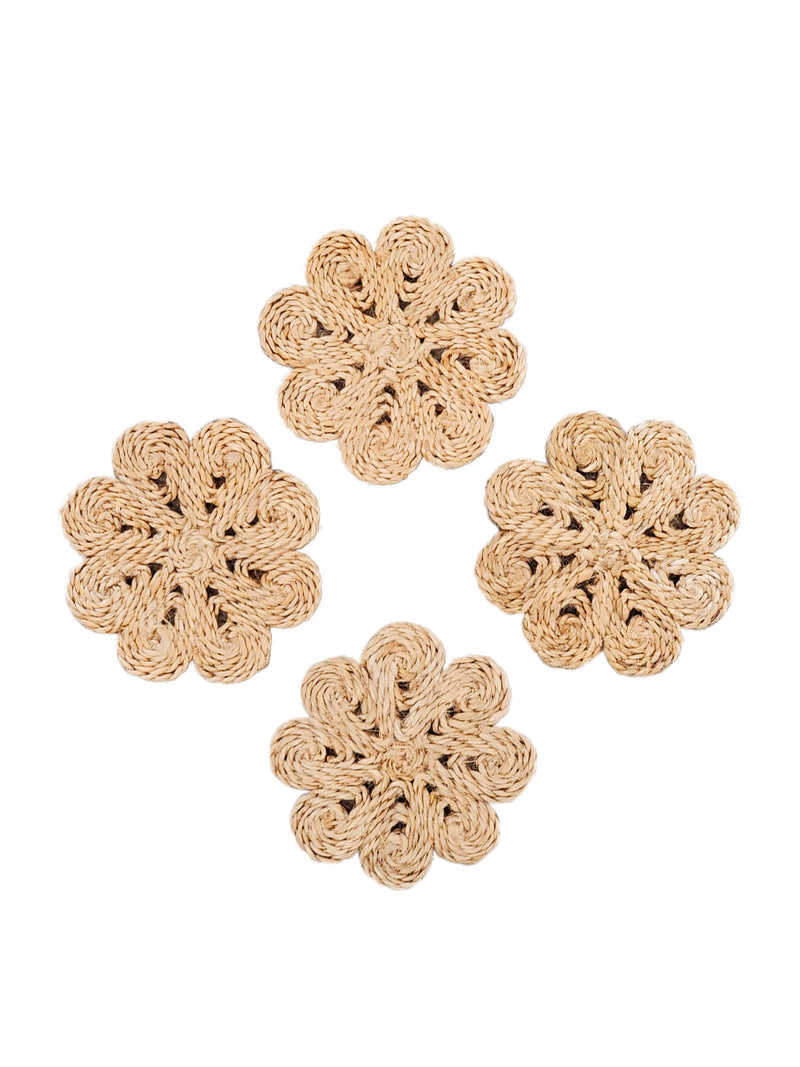 Jute Flower Coaster Set Coasters Korissa 