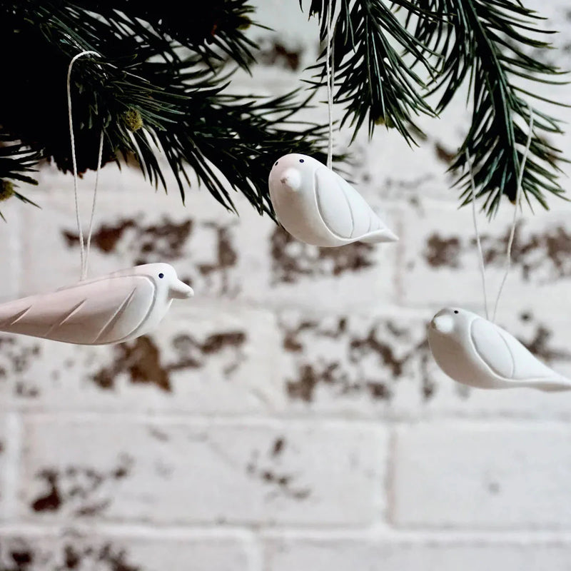 Mini Bird Trio Ornament Gift Set - White Gift Box Azizi Life 