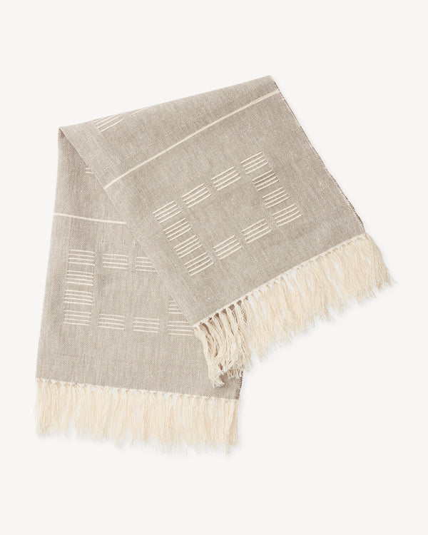 Minna Blocks Towel Beige Kitchen Textiles Minna