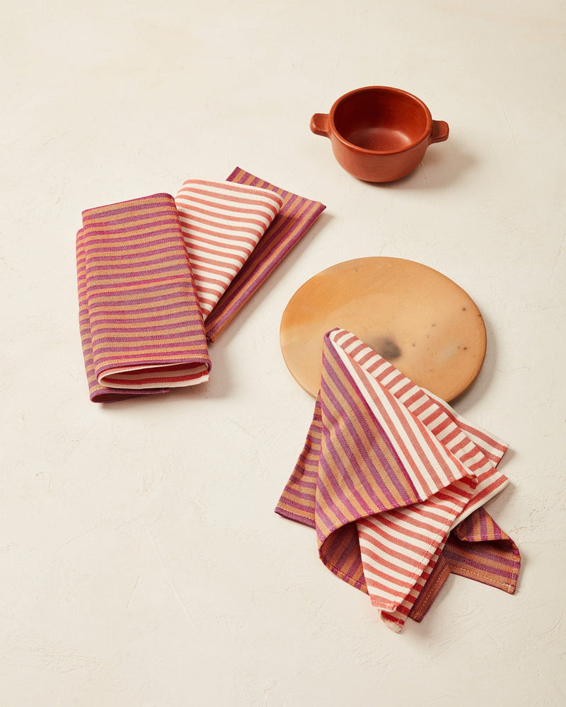 Minna Hudson Stripe Napkin - Berry Kitchen Textiles Minna 