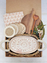 Oval Bread Warmer Gift Box With Round Wooden Board and Spoon