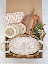 Oval Bread Warmer Gift Box With Round Wooden Board and Spoon