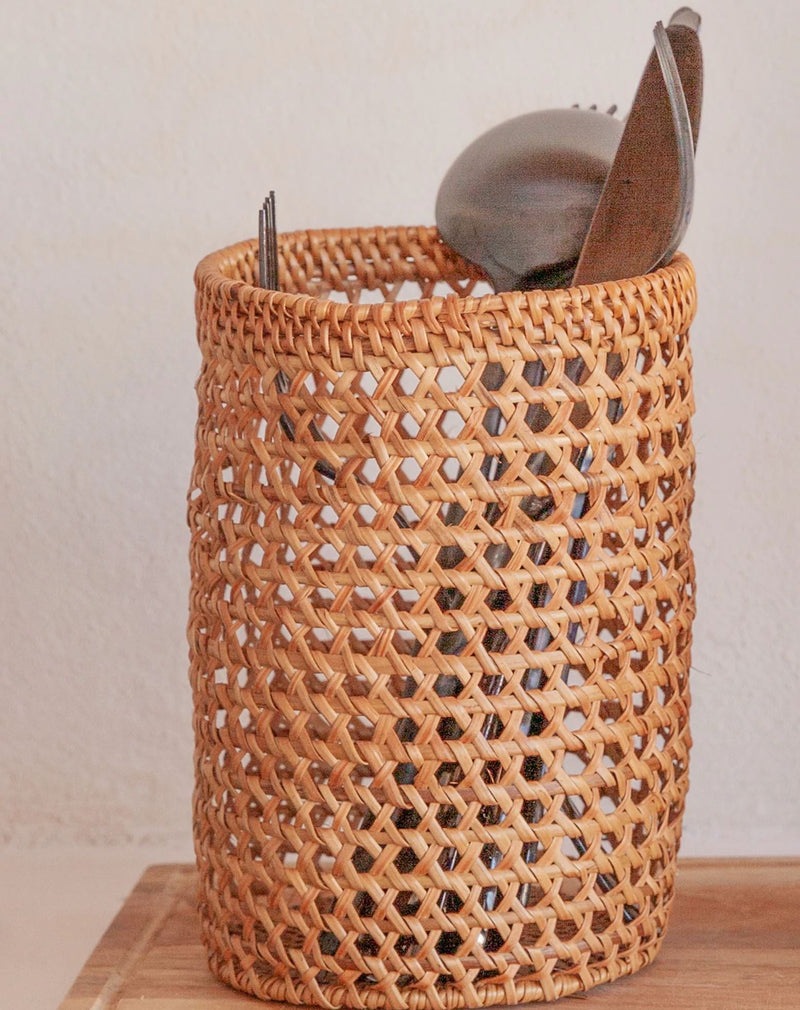 Rattan Utensil Holder Baskets Village Thrive 