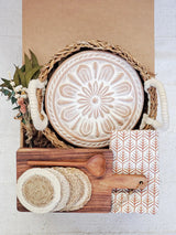 Round Bread Warmer Gift Box With Rectangular Wooden Board and Spoon