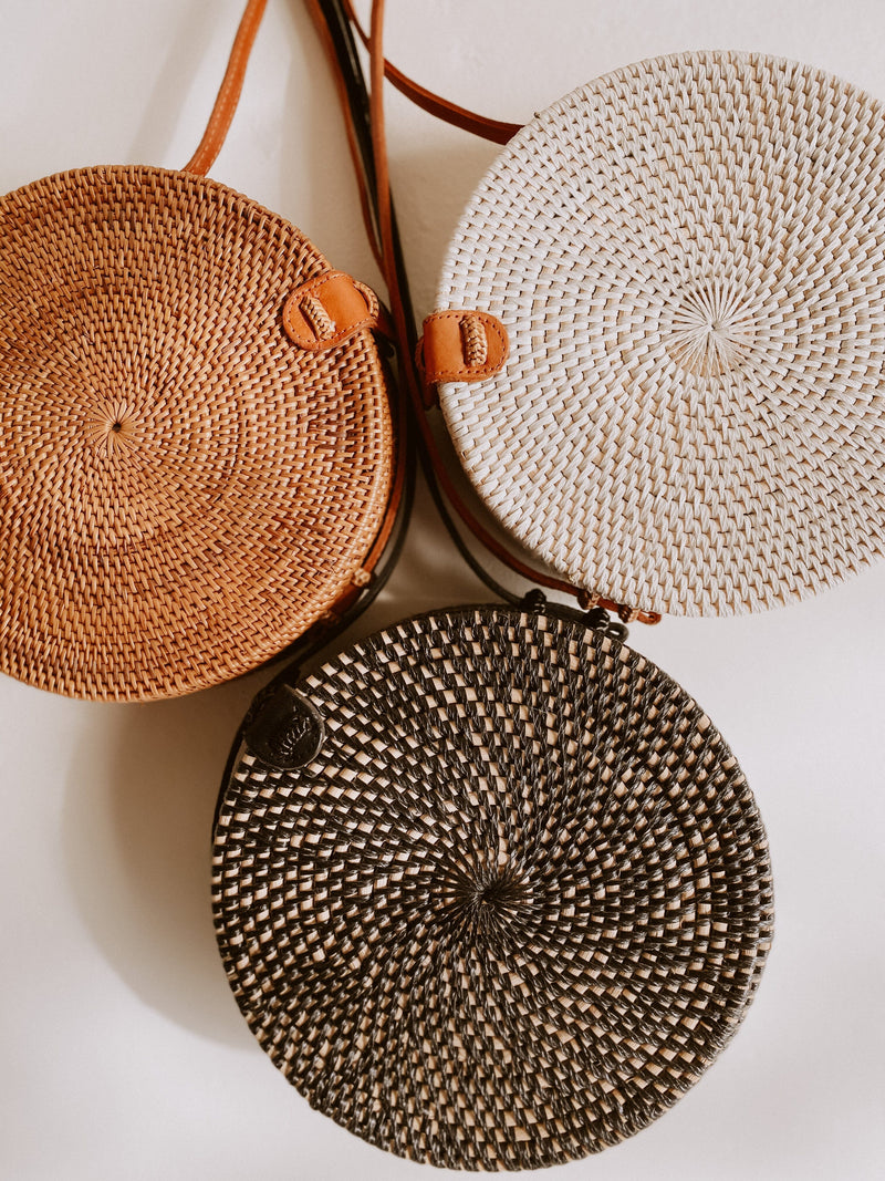 Round Rattan Purse Bags + Purses Village Thrive 