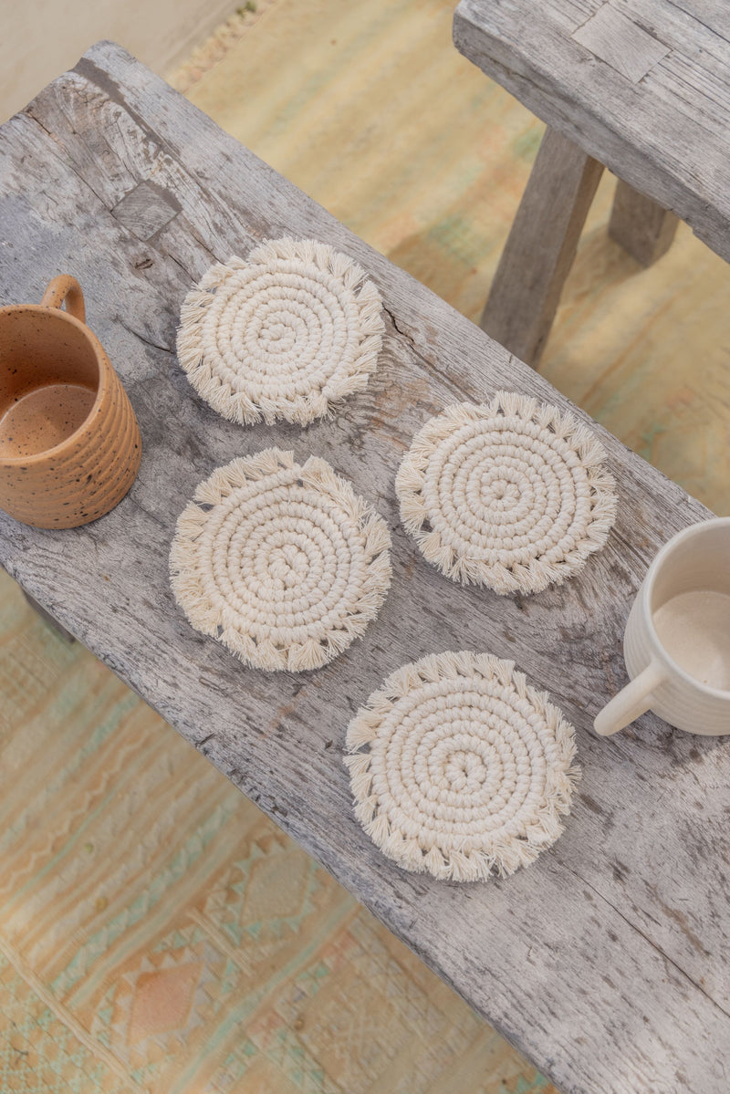 Village Thrive Natural Mixed Coaster Set Coasters Village Thrive 