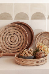 Village Thrive Round Woven Tray Baskets Village Thrive 