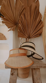 Village Thrive Sumi Leather and Cane Rattan Visor Hats + Visors Village Thrive 