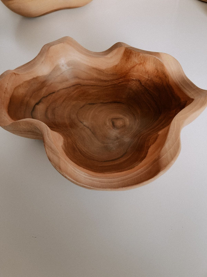 Village Thrive Teak Wavy Bowl Kitchen Village Thrive 