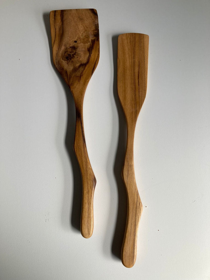 Village Thrive Teak Wavy Spatulas Kitchen Village Thrive 