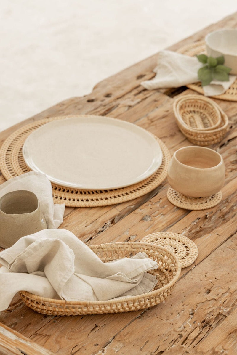 Village Thrive Woven Rattan Placemat Set Placemats Village Thrive 