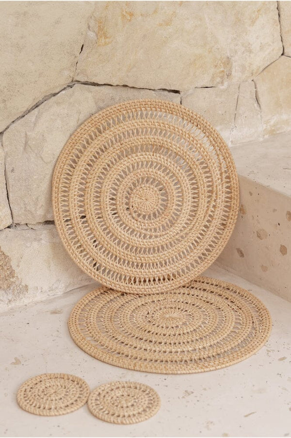 Village Thrive Woven Rattan Placemat Set Placemats Village Thrive 